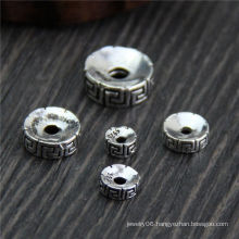 925 Sterling Silver vintage flat round spacer Beads for jewelry making